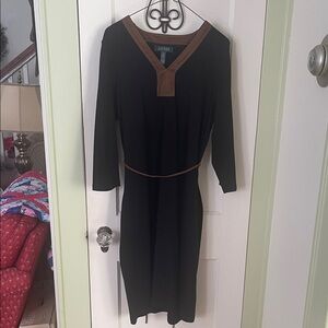 Lauren Ralph Lauren Black Dress with Brown Accents